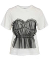 Noisy May Rema Tulle Corset T-Shirt, Bright White