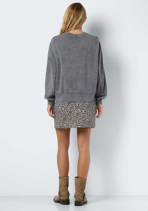 Noisy May Robin Acid Wash Sweatshirt, Grey
