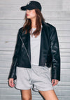 Noisy May Rocket Faux Leather Biker Jacket, Black