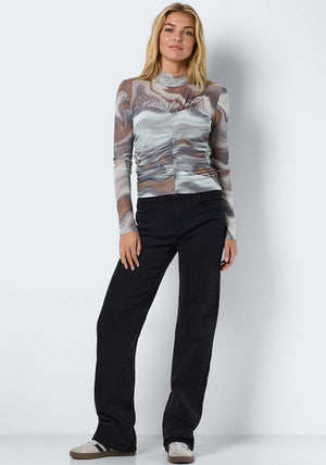Noisy May Judith Funnel Mesh Top, Grey