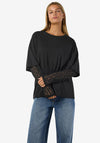 Noisy May Easy Lace Sleeve T-Shirt, Black