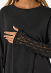 Noisy May Easy Lace Sleeve T-Shirt, Black