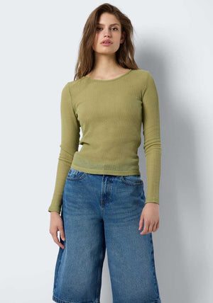 Noisy May Ray Sheer Ribbed Top, Sage