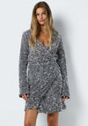 Noisy May Mia Sequin Wrap Mini Dress, Silver