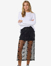 Noisy May Zigga Sheer Mesh Sequin Skirt, Black