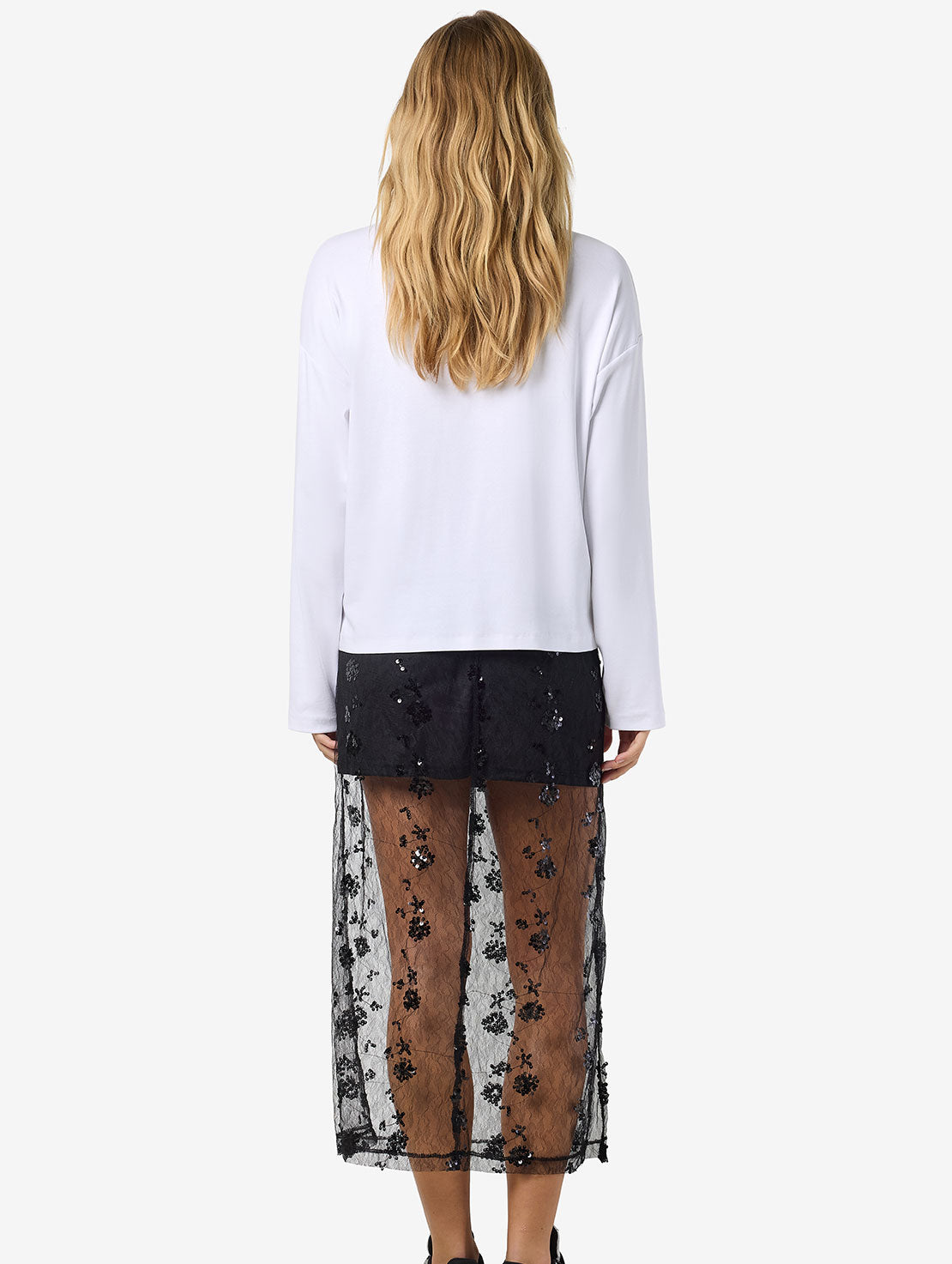 Noisy May Zigga Sheer Mesh Sequin Skirt, Black