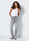 Noisy May Moni Slim Fit Straight Leg Jeans, Light Grey Denim