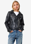 Noisy May Rollo Faux Leather Biker Jacket, Black