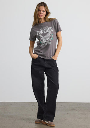 Noisy May Brandy Graphic Print T-Shirt, Grey