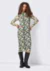 Noisy May Bea High Neck Print Mesh Midi Dress, Blanc De Blanc
