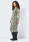 Noisy May Bea High Neck Print Mesh Midi Dress, Blanc De Blanc