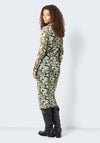 Noisy May Bea High Neck Print Mesh Midi Dress, Blanc De Blanc