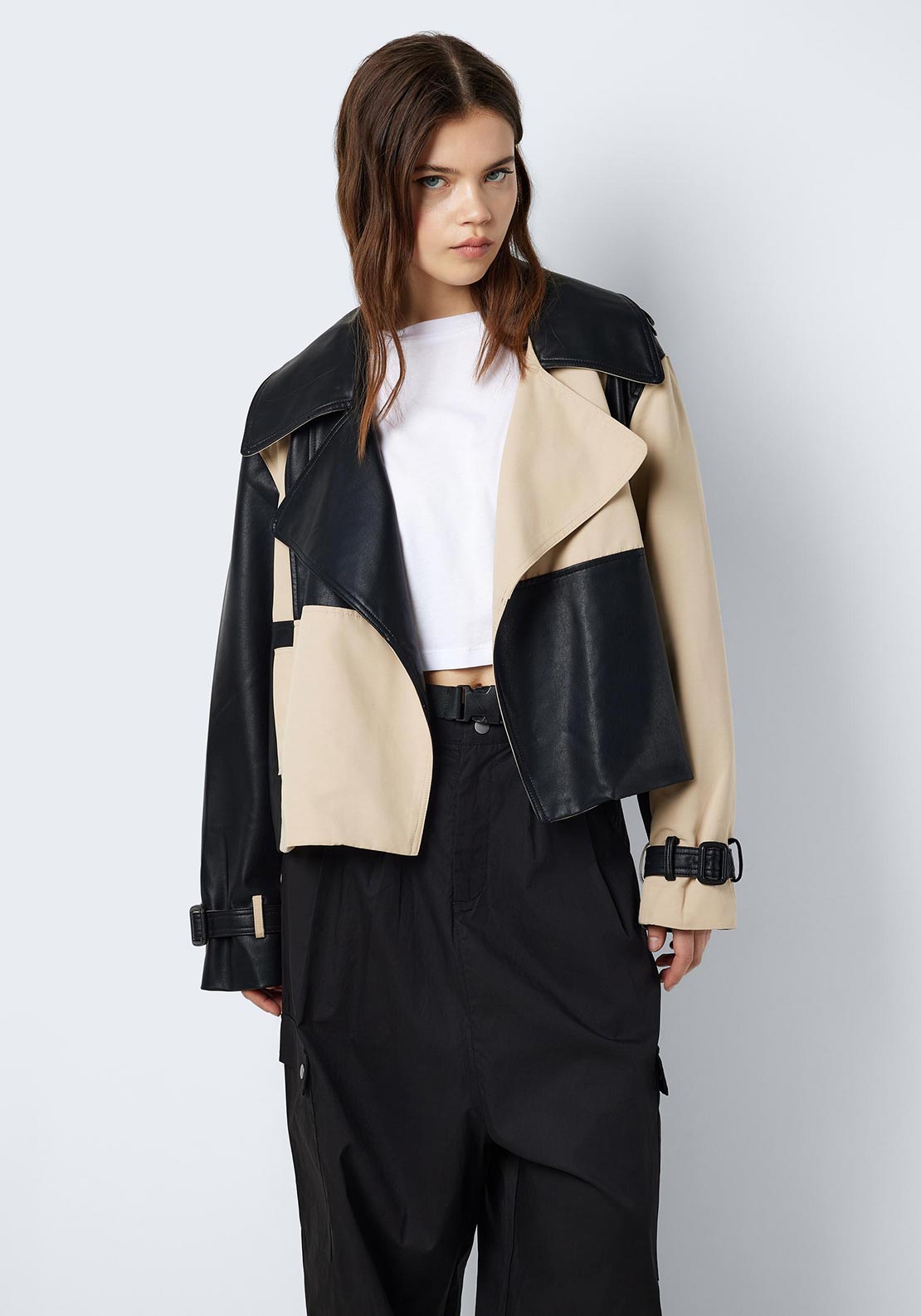 Noisy May Paula Colour Block Short Jacket, Black