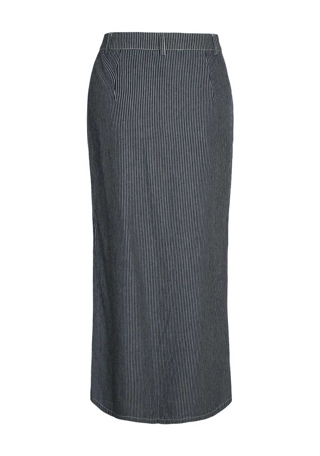Noisy May Blink Pinstripe Long Slit Skirt, Navy Blazer