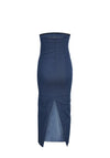 Noisy May Erica Slim Pencil Maxi Dress, Dark Blue Denim