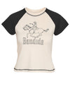 Noisy May Katinka Cropped Raglan Cowgirl T-shirt, Pearled Ivory