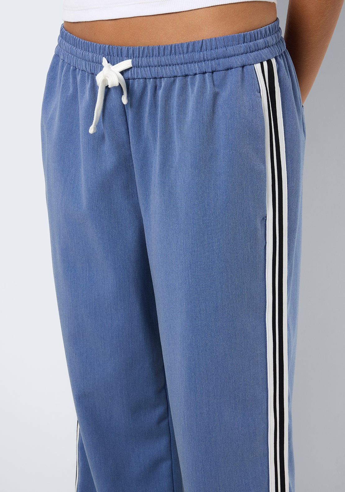 Noisy May Jess Side Stripe Trousers, Blue