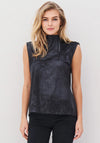 Nu Denmark Alisa Faux Suede Zip Neck Top, Black