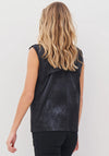 Nu Denmark Alisa Faux Suede Zip Neck Top, Black