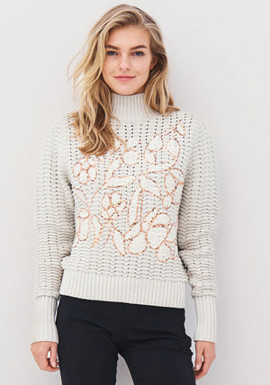 Nu Denmark Anja Sequin Chunky Knit Jumper, Beige