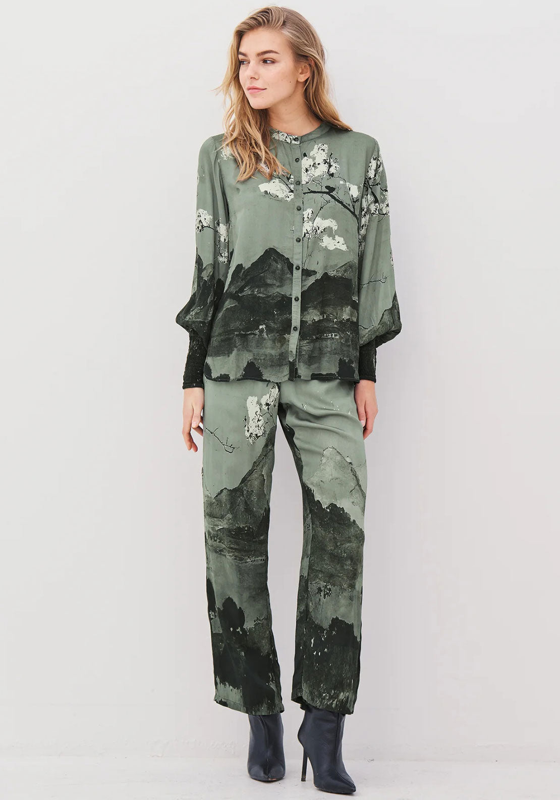 Nu Denmark Alli Art Print Shirt, Green