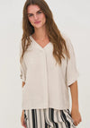 Nu Denmark Oversized Asymmetric V-Neck Blouse, Off-White
