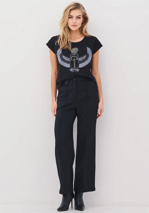 Nu Denmark Alise Embellished Angel T-Shirt, Black & Silver