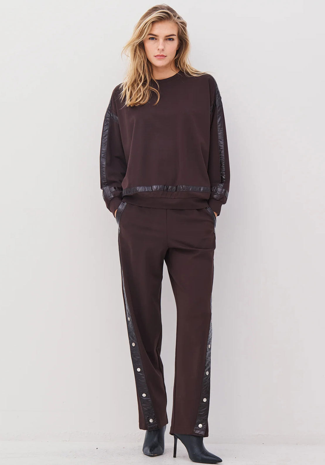 Nu Denmark Button Slim Leg Trousers, Brown