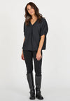 Nu Denmark Oversized Asymmetric V-Neck Blouse, Black