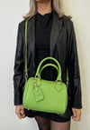 Zen Collection Pebbled Cylinder Satchel Bag, Green