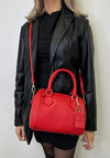 Zen Collection Pebbled Cylinder Satchel Bag, Red