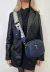 Zen Collection Triple Compartment Dome Crossbody Bag, Navy