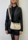 Zen Collection Small Pebbled Wide Strap Shoulder Bag, Beige