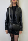 Zen Collection Small Pebbled Wide Strap Shoulder Bag, Black