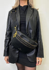 Zen Collection Pebbled Multi Pocket Bum Bag, Black