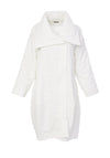 Naya Shawl Collar Bubbled Material Oversized Coat, White