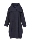 Naya Shawl Collar Bubbled Material Oversized Coat, Navy