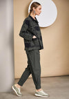 Naya Fold Collar Printed Jacket, Green & Black