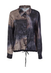 Naya Satin Feel, Drawstring Print Top, Grey