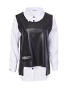 Naya Faux Leather Vest & Shirt Set, Black & White