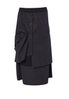 Naya Button Detail Taffeta Midi Skirt, Black