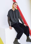 Naya Drawstring Hooded Top, Khaki & Black