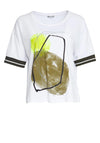 Naya Printed Rib Sleeve T-Shirt, White & Khaki