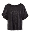 Naya Zip Back leather Print Top, Black