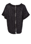 Naya Zip Back leather Print Top, Black
