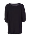 Naya Contrast Piping Detail Top, Black
