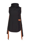 Naya Contrasting Seam Sleeveless Top, Black