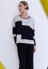 Naya Oversized Colour Block Panel Top, Biege & Black