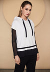 Naya Short Sleeve Contrast Hem Hoodie, Off White & Black