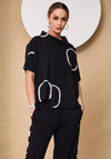 Naya Circle Print Boat Neck Top, Black & Silver